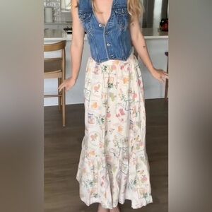 Abercrombie Linen Blend Tiered Midi Skirt